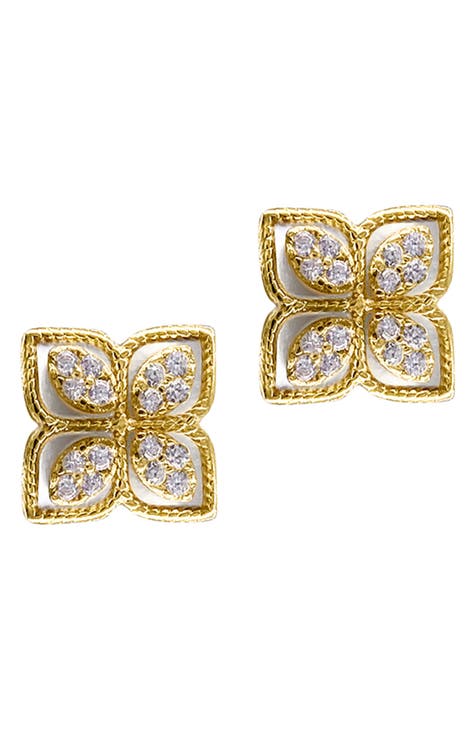 Renaissance Pavé Crystal Flower Stud Earrings