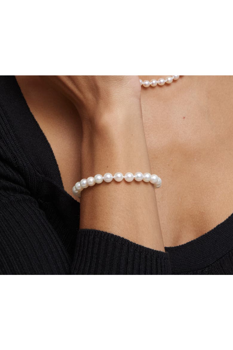 6.5-7.0mm Hanadama Akoya White Pearl Bracelet, Alternate, color, Yellow Gold Clasp