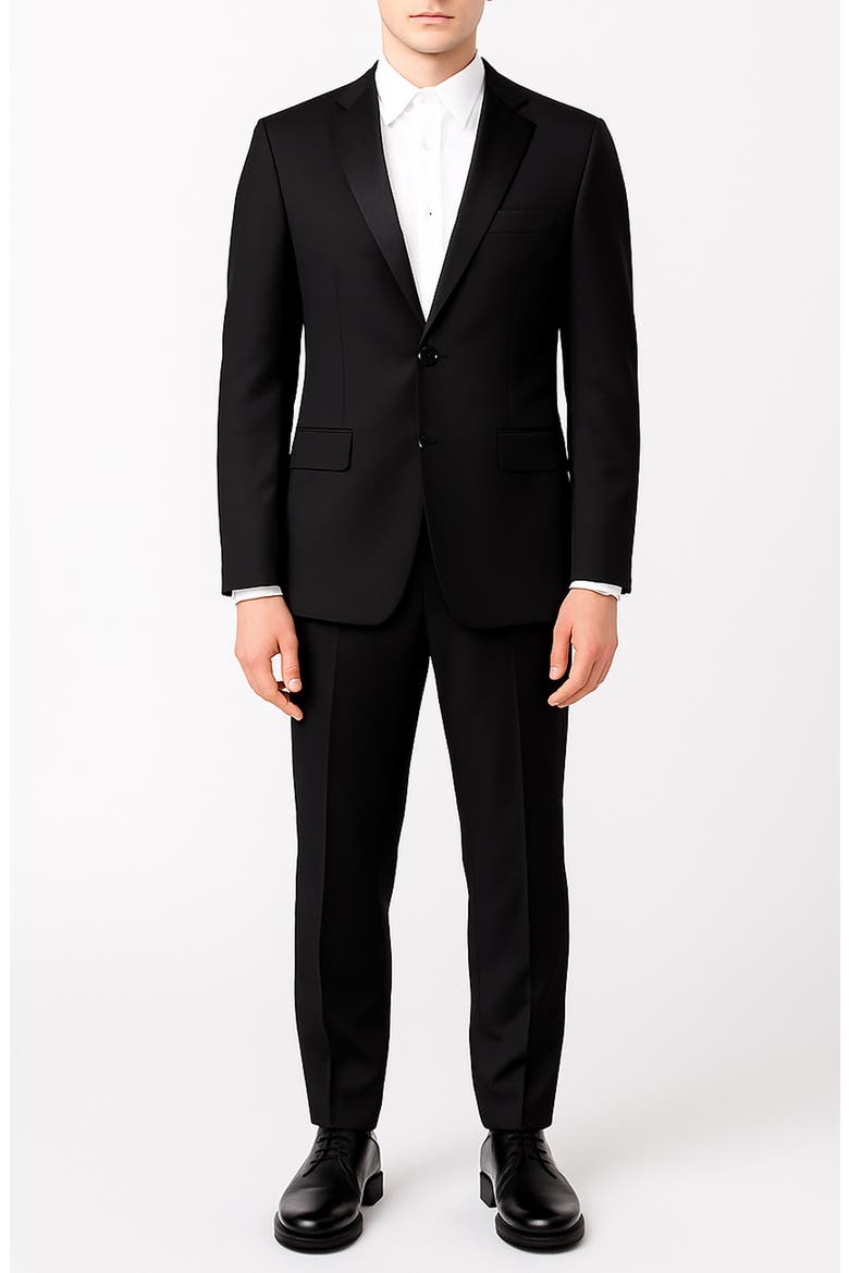 Black Slim Fit Mélange Tuxedo, Main, color, BLACK