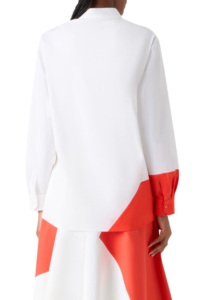 Polygon Cotton Popling Button-Up Shirt, Alternate, color, ECRU VERMILLION