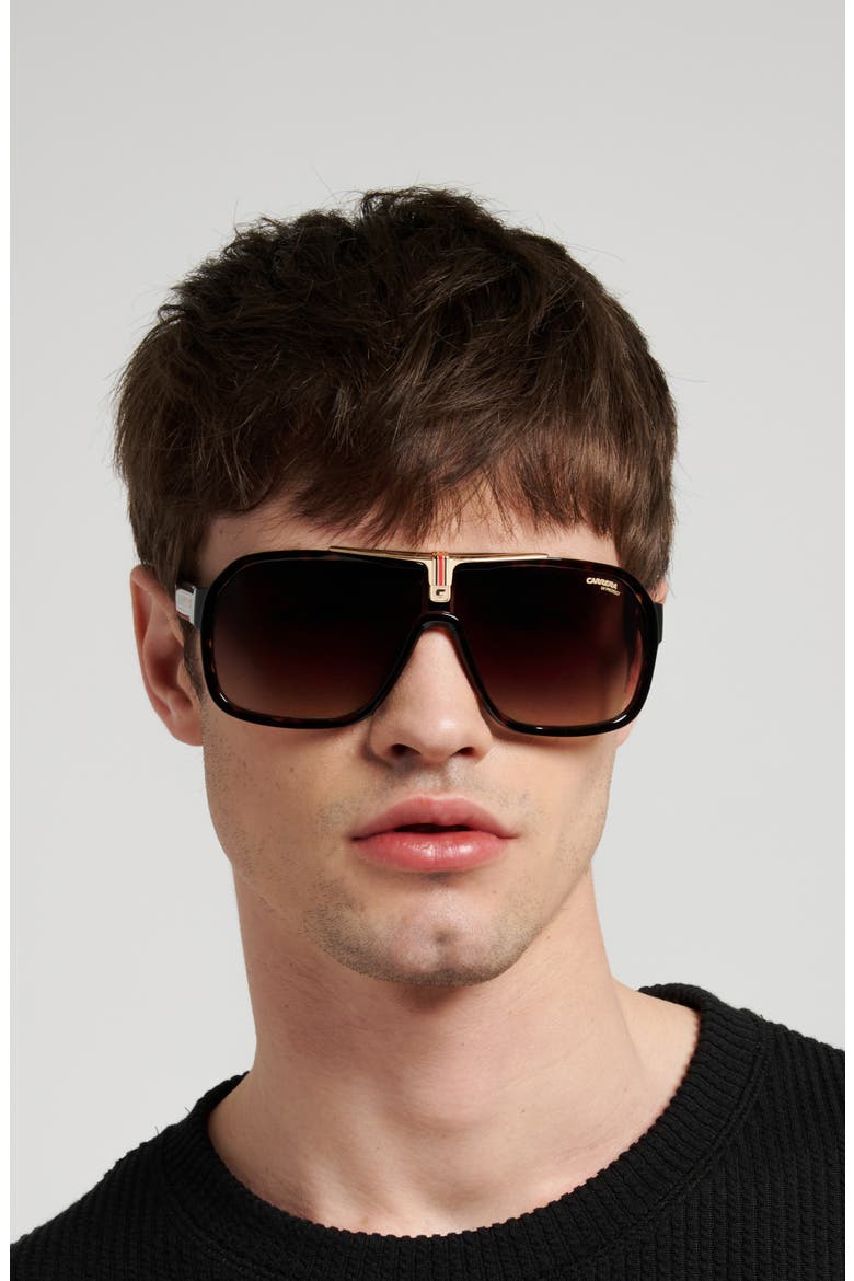 64mm Oversize Gradient Navigator Sunglasses, Alternate, color, HAVANA/ BROWN