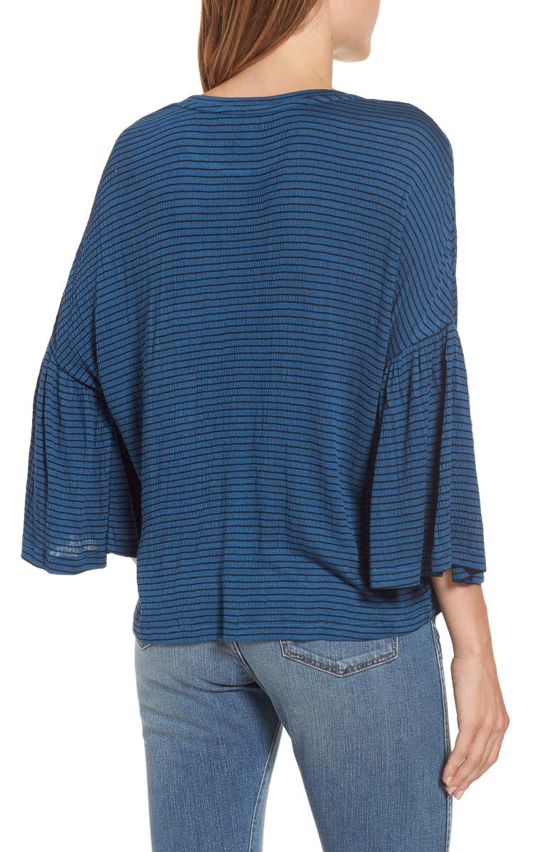 Caslon<sup>®</sup> Stripe Bell Sleeve Tee, Alternate, color, 