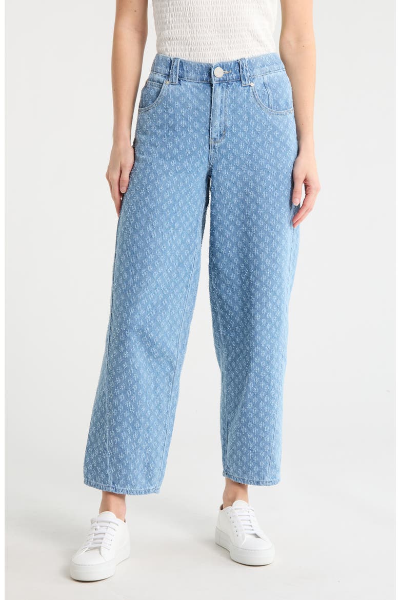 Picked Jacquard Barrel Leg Jeans, Main, color, LIGHT BLUE ARTISANAL