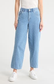 Democracy Picked Jacquard Barrel Leg Jeans