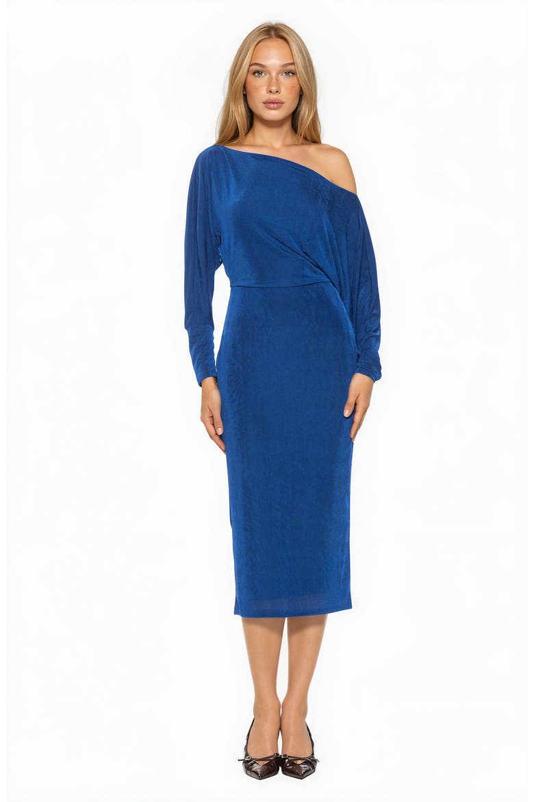 Cassian One-Shoulder Long Sleeve Midi Dress, Alternate, color, COBALT
