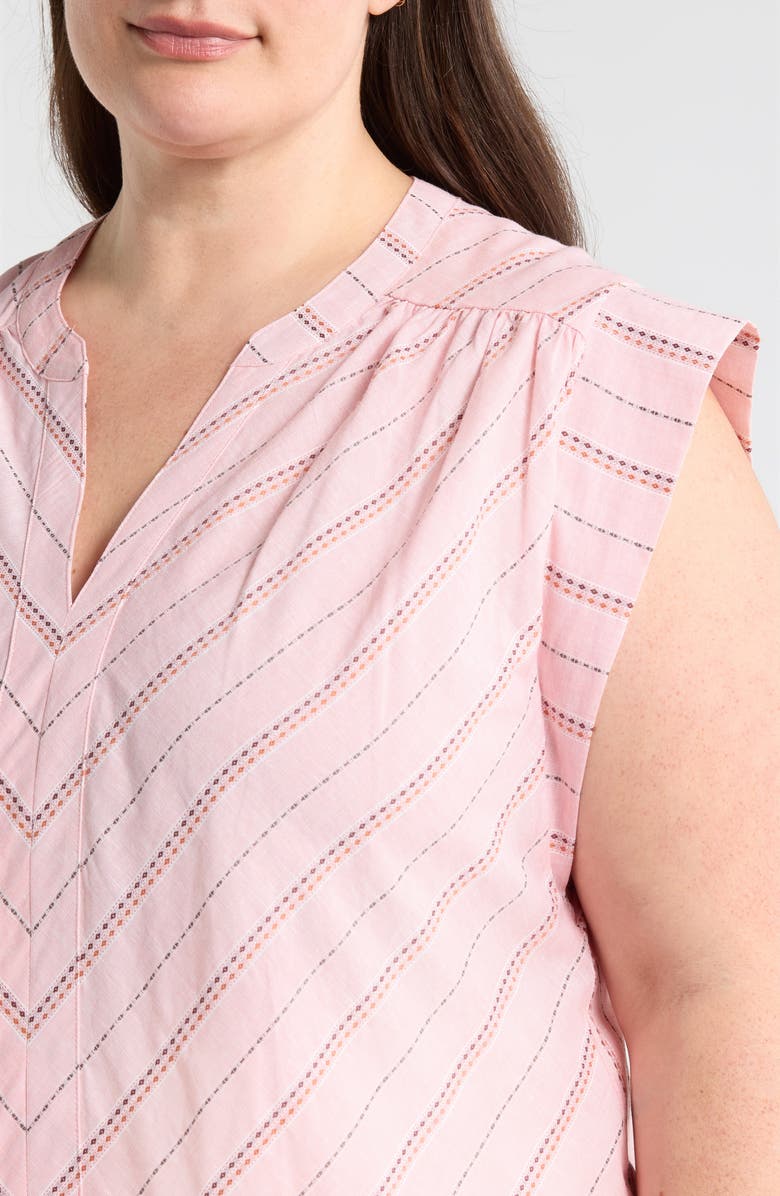 Liverpool Los Angeles Jacquard Stripe Popover Top, Alternate, color, Pink Multi Strp