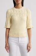Wit & Wisdom Mixed Stitch Elbow Sleeve Sweater