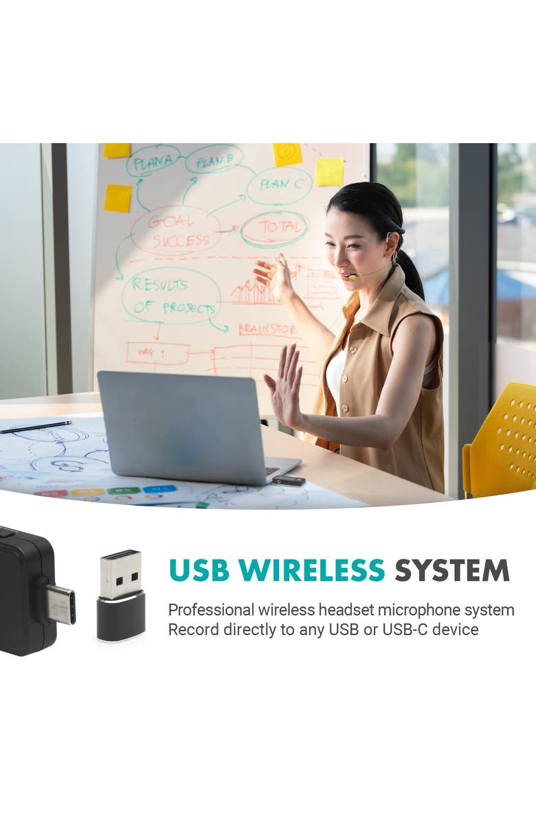 MOVO WMX-1-UH USB-C Wireless Headset Microphone, Alternate, color, Black