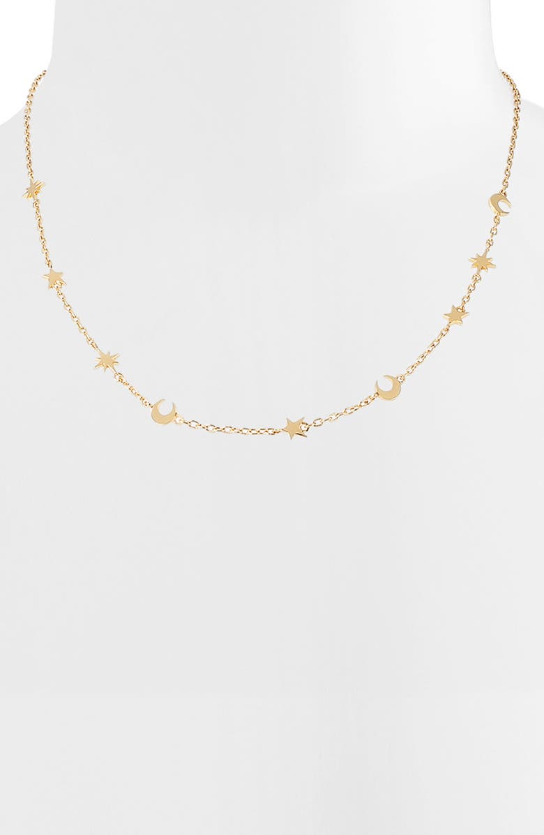 AllSaints Star & Moon Station Necklace, Alternate, color,