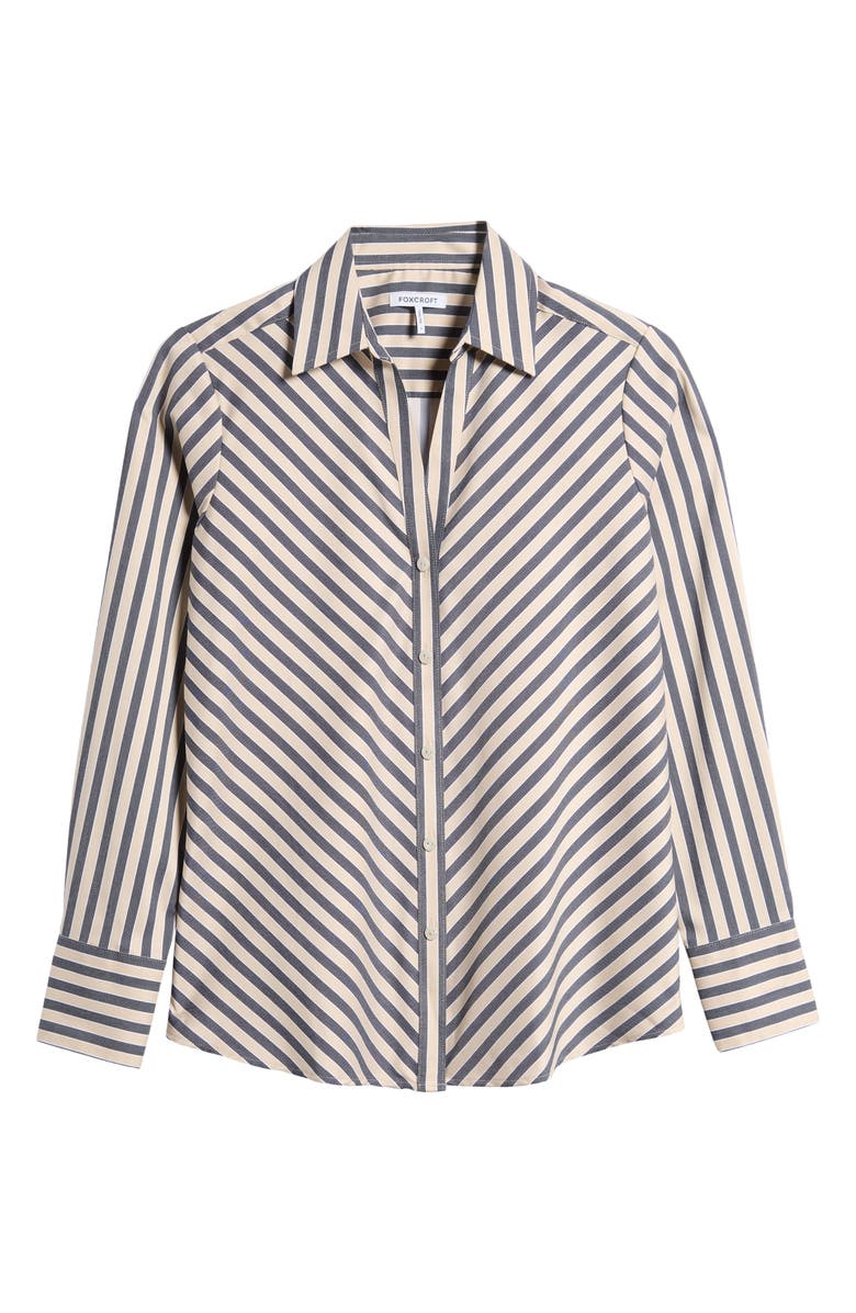 Foxcroft Mary Stripe Stretch Button-Up Shirt, Alternate, color,