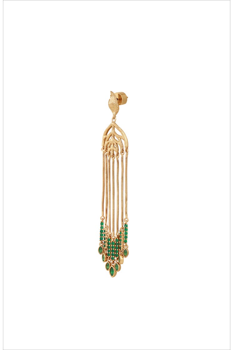 Verdant Whisper Tassels Earrings, Alternate, color, Gold & Green