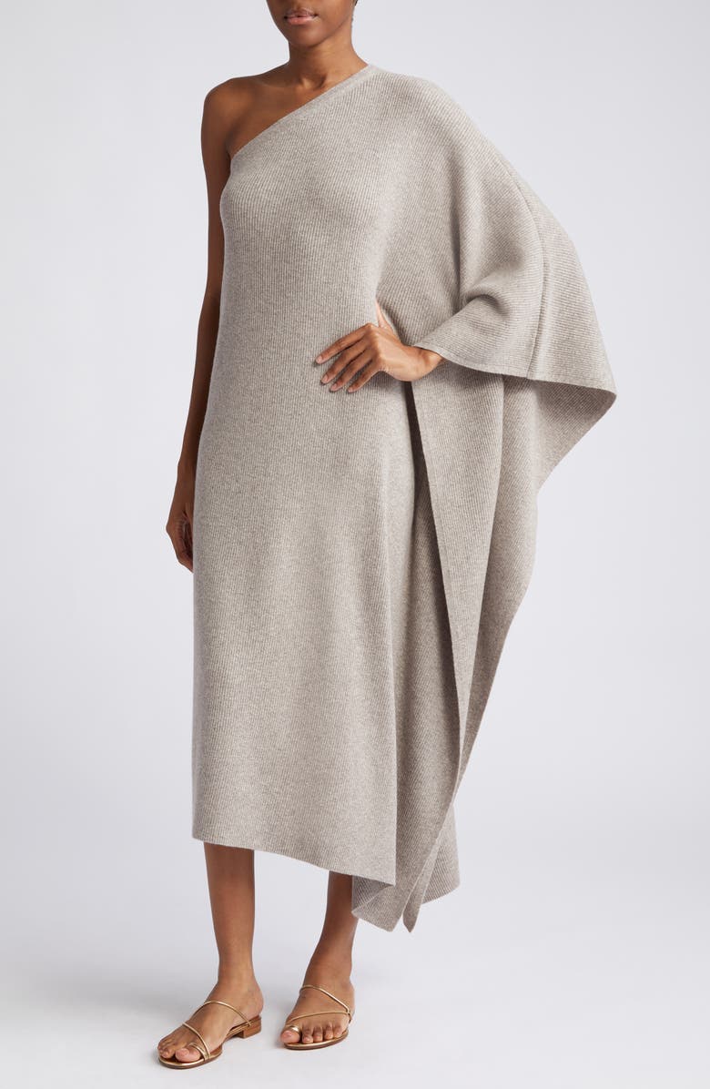 Michael Kors Collection One-Shoulder Cashmere Knit Caftan, Alternate, color,