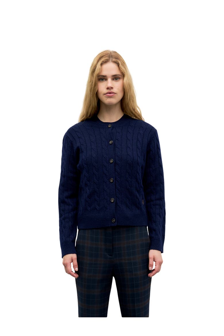 Raiza Cable Knit Cardigan, Main, color, Navy Blue