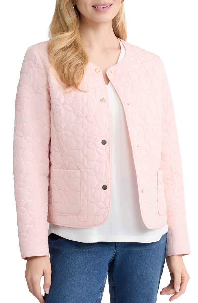 Jones New York Floral Quilted Snap Front Jacket, Main, color,