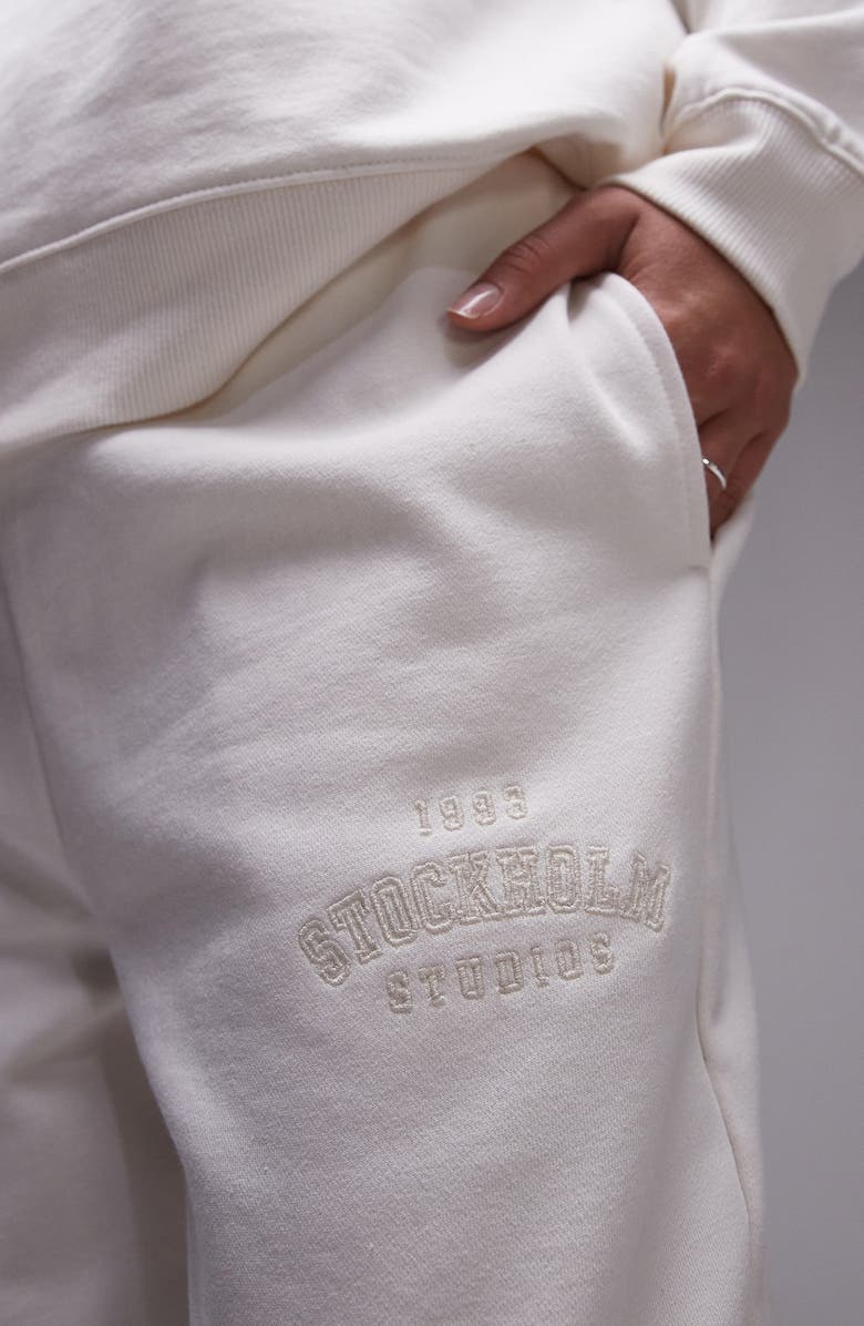 Topshop Stockholm Straight Leg Cotton Sweatpants, Alternate, color, Cream