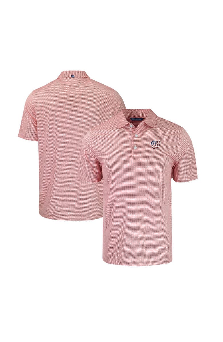 Cutter & Buck Men's Cutter & Buck White/Red Washington Nationals Stars & Stripes Pike Eco Symmetry Print Stretch Recycled Polo, Alternate, color,