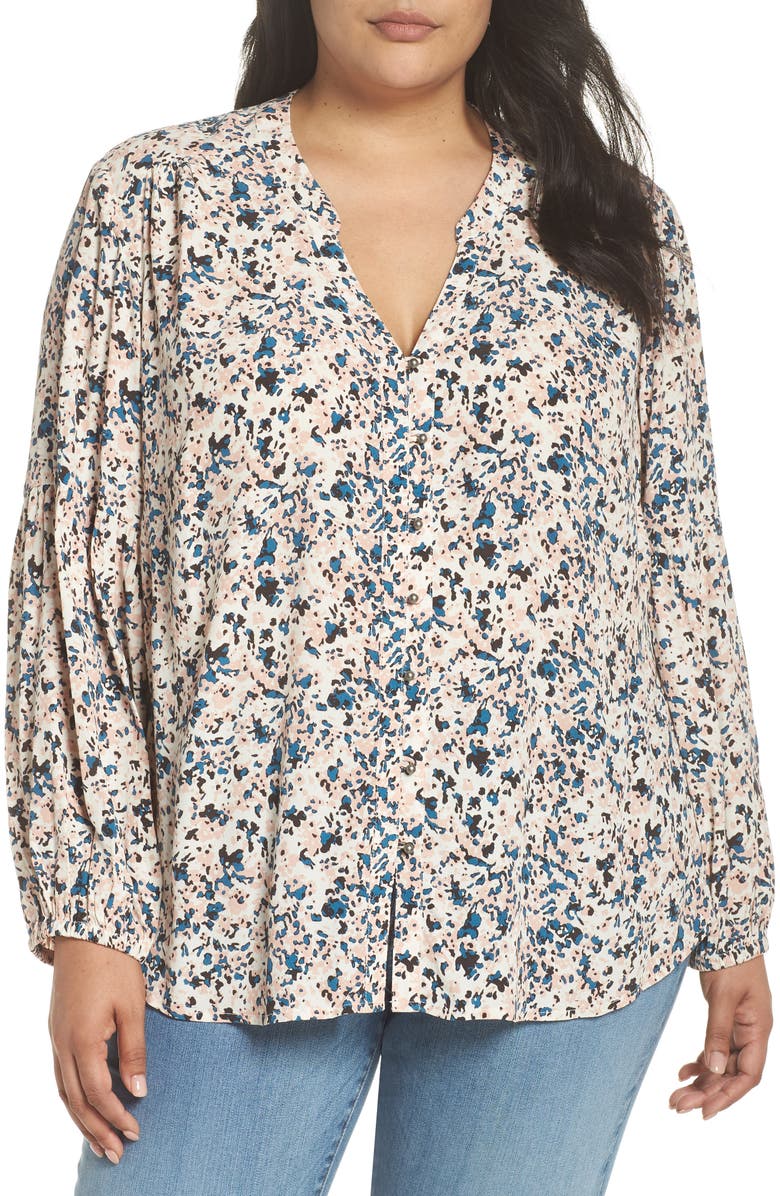 Caslon<sup>®</sup> Button-Up Patterned Top, Main, color, 
