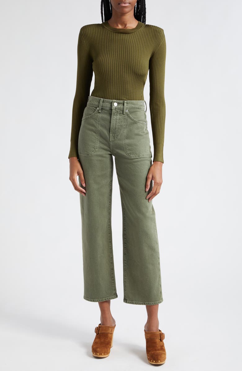 Veronica Beard Acara Rib Sweater, Alternate, color, Army