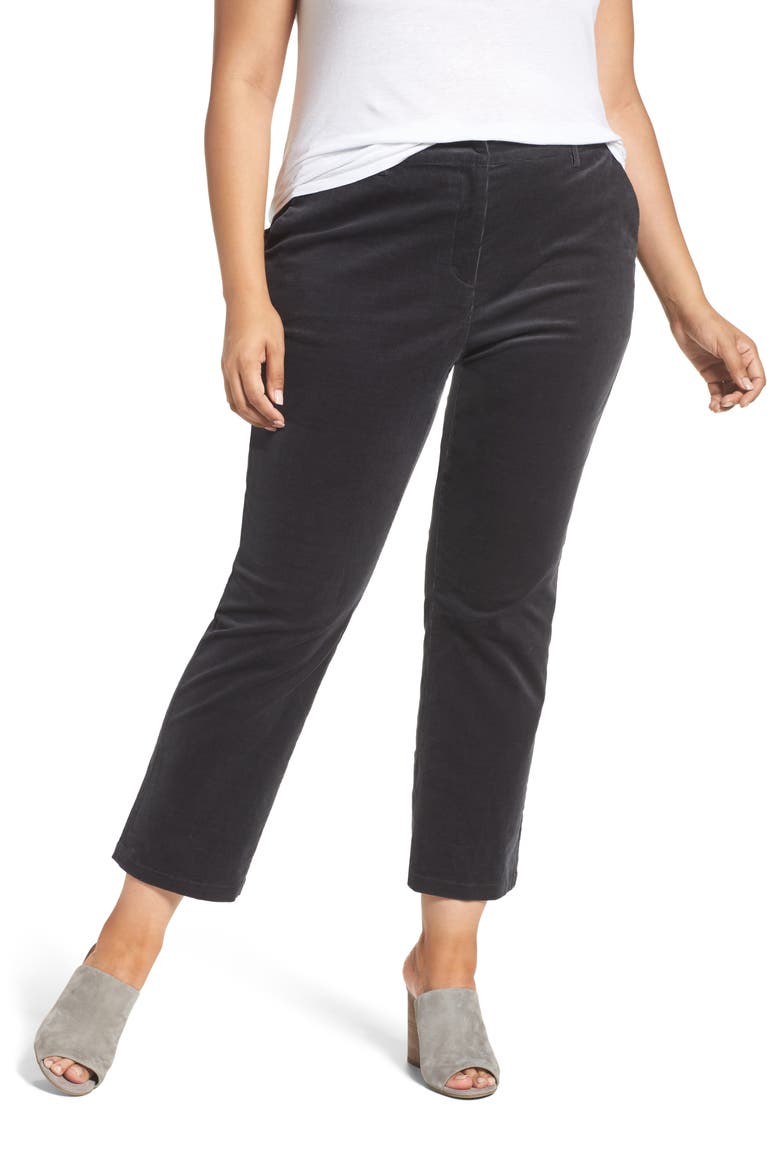 Velvet Ankle Pants, Main, color, GREY MAGNET