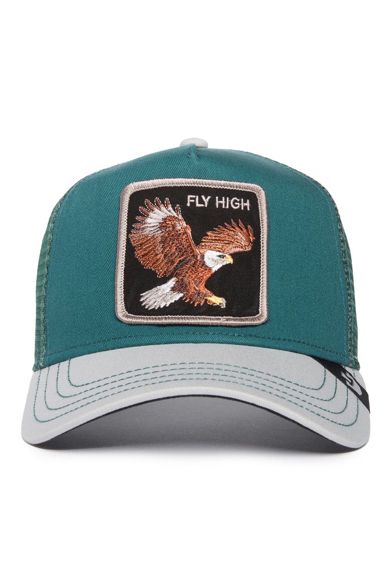 The Fly High Bird Trucker Hat, Alternate, color, EMERALD