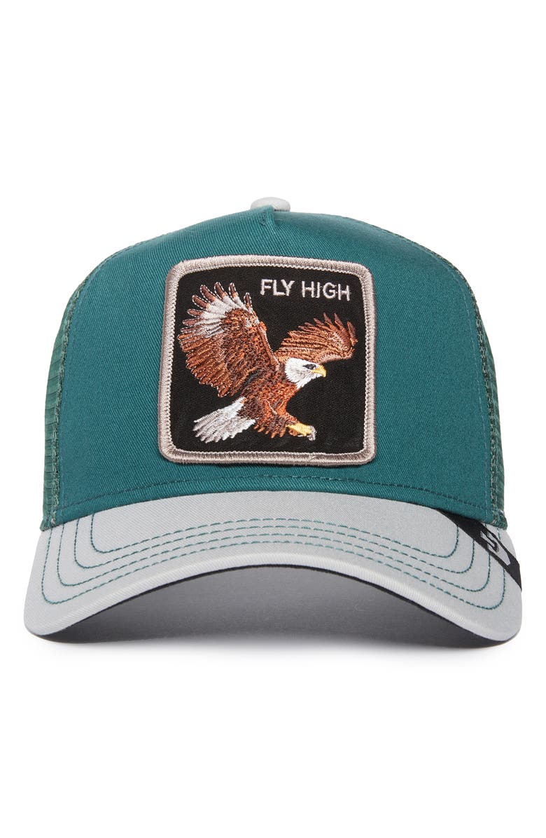 Goorin Bros. The Fly High Bird Trucker Hat, Alternate, color, Emerald