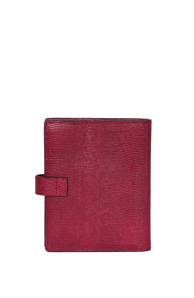 HYER GOODS Upcycled Leather Passport Wallet with Zipper Coin Pocket, Alternate, color, Cherry Red Lizard
