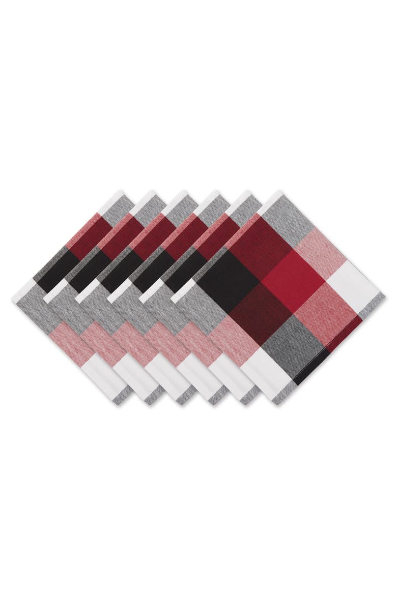 Tri Color Check Napkin Set/6, Main, color, Cardinal Red