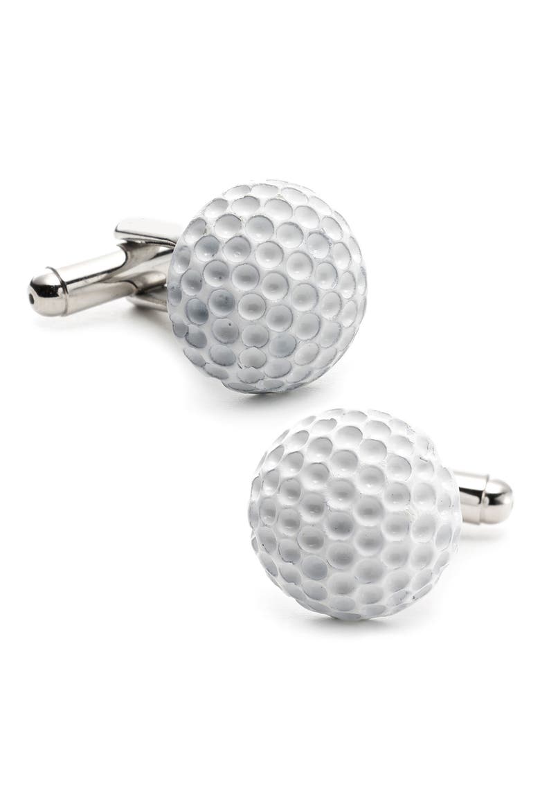 Golf Ball Cuff Links, Main, color, WHITE