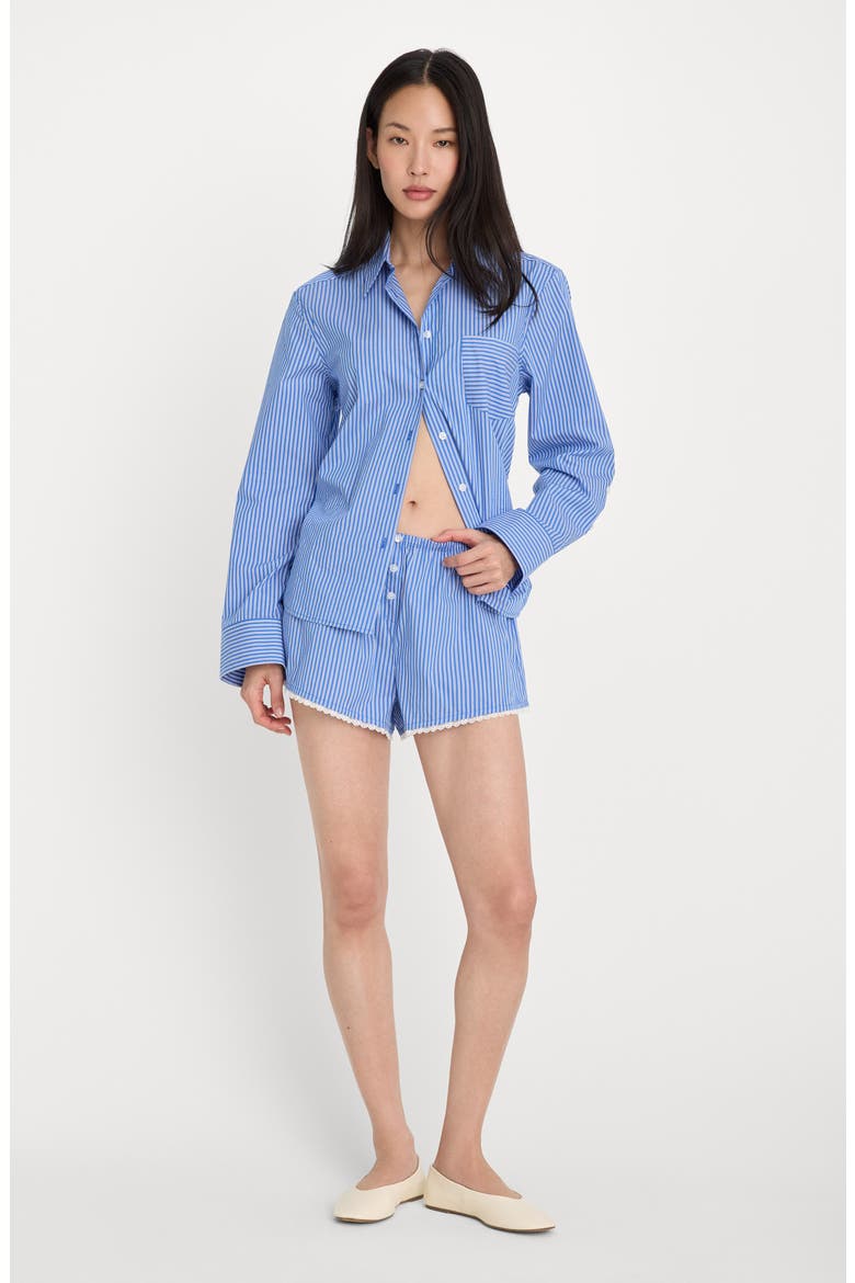 Classic Boxy Poplin Button-Up Shirt, Alternate, color, BLUE WHITE STRIPE