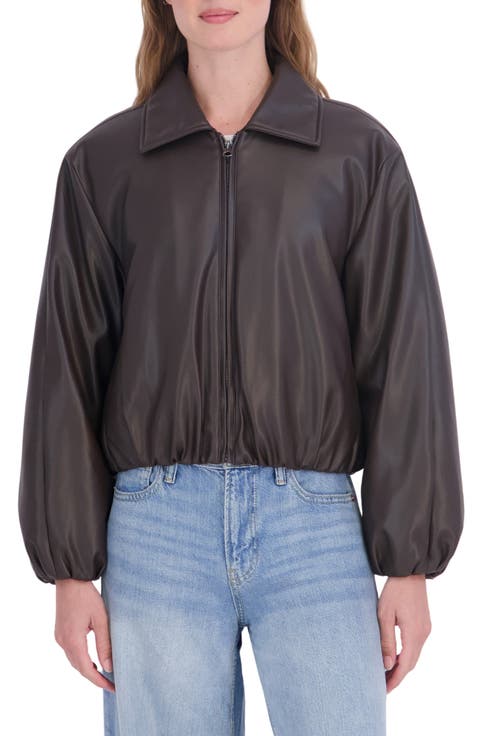 Faux Leather Bomber Jacket