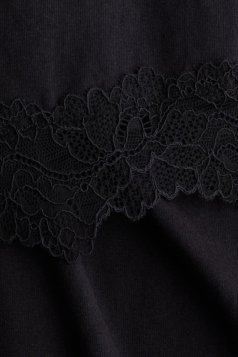 Mama Lace-Trimmed Nursing T-Shirt, Alternate, color, Black