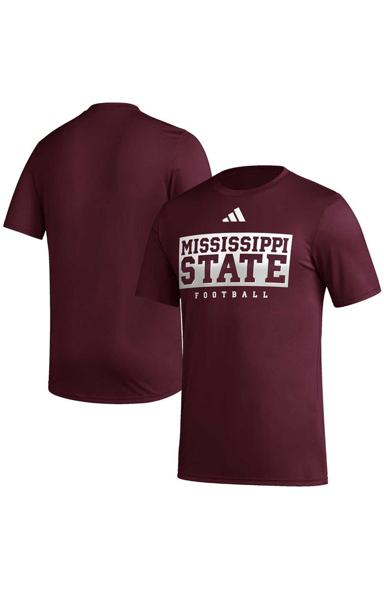 adidas Men's adidas Maroon Mississippi State Bulldogs Football Practice AEROREADY Pregame T-Shirt, Main, color, Maroon