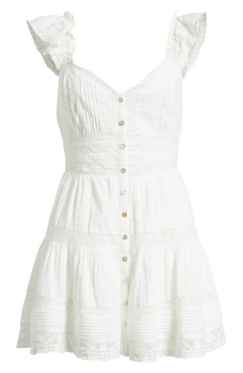 Loveshackfancy Rietta Lace Inset Cotton Button-up Minidress In White