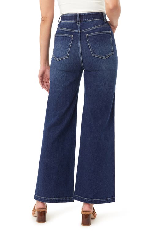 Curve Appeal Parisian Cafe High Waist Wide Leg Knit Jeans In Blue