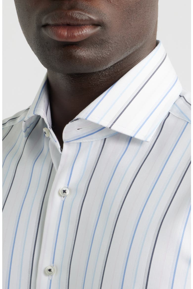 Modern Fit Stripe Non-Iron Cotton Twill Dress Shirt, Alternate, color, BLUE