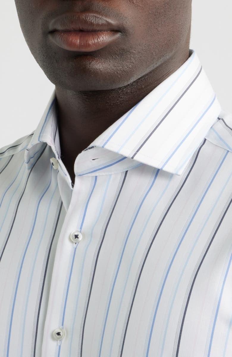 1863 by Eterna Modern Fit Stripe Non-Iron Cotton Twill Dress Shirt, Alternate, color, Blue