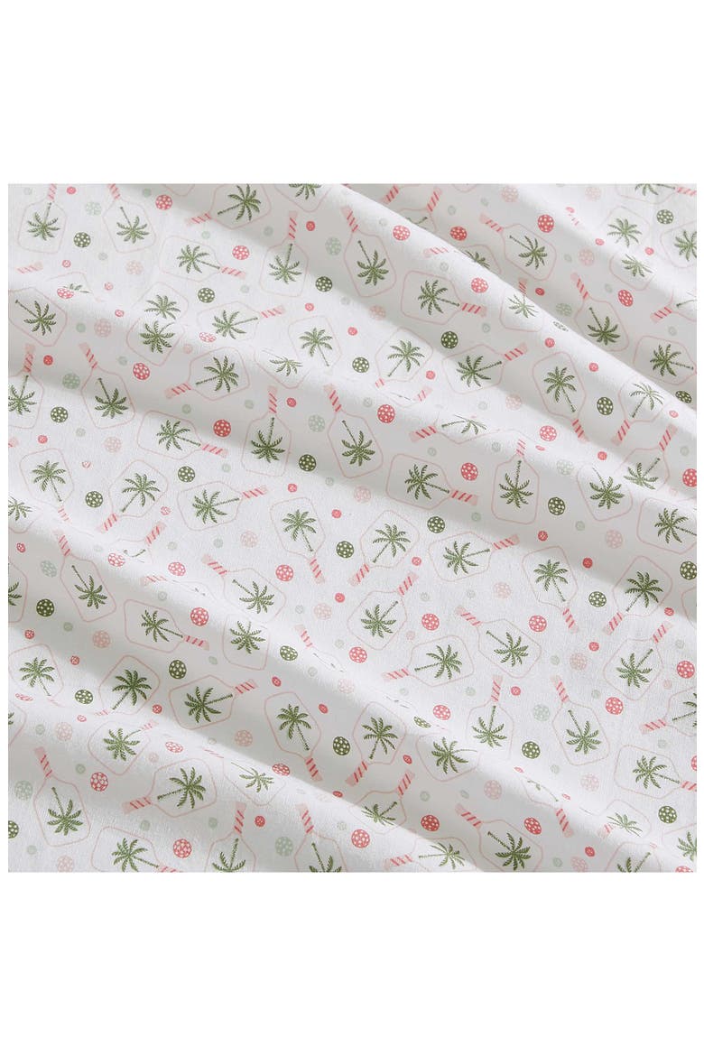 Pickleball Palm 200 Thread Count Cotton Percale Sheet Set, Alternate, color, WHITE