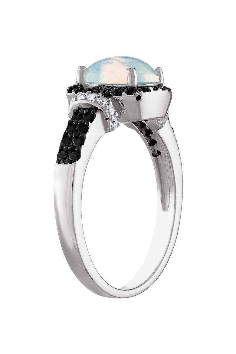 Sterling Silver Black Spinel & Opal Ring, Alternate, color, WHITE
