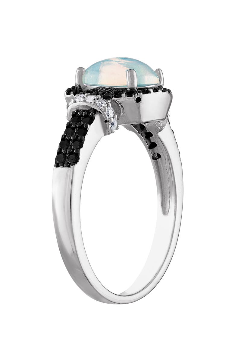 FZN Sterling Silver Black Spinel & Opal Ring, Alternate, color, White