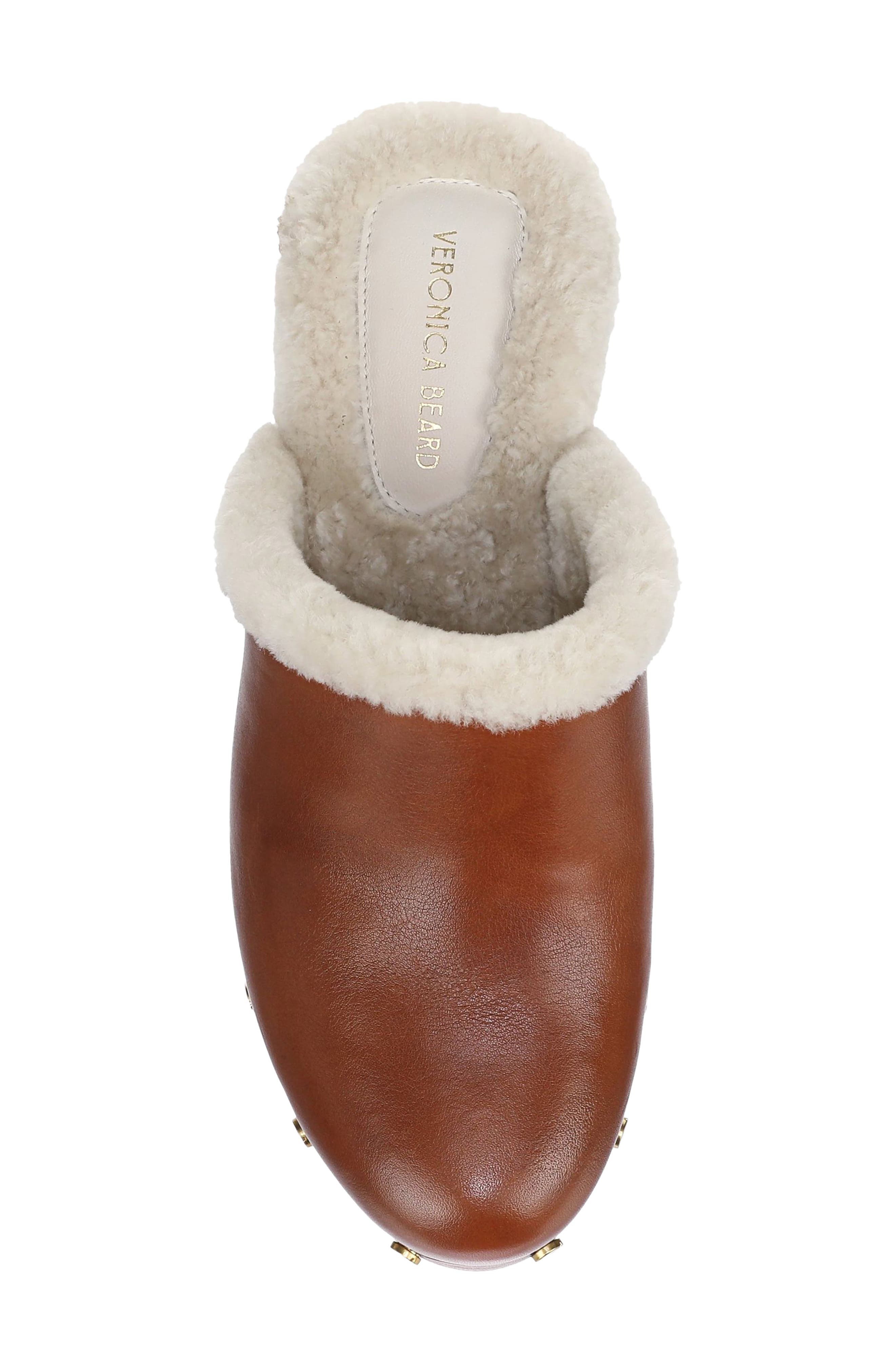 Larken Leather Clog with Genuine Shearling Trim, Alternate, color, HAZELWOOD LEATHER