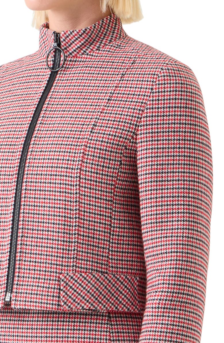 Akris punto Houndstooth Virgin Wool Crop Jacket, Alternate, color, Black-Vermillion-Cream
