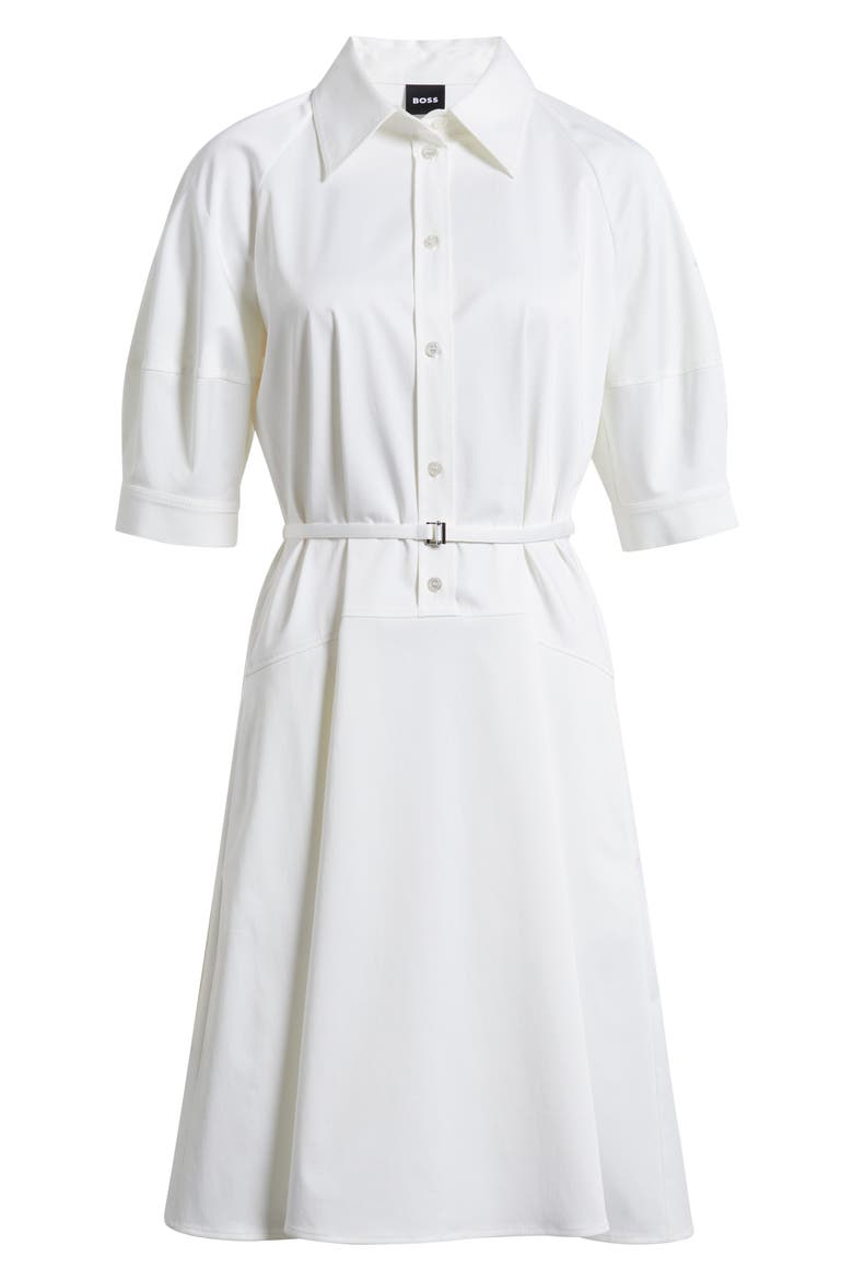 Delaurena Belted Stretch Cotton Shirtdress, Alternate, color, WHT