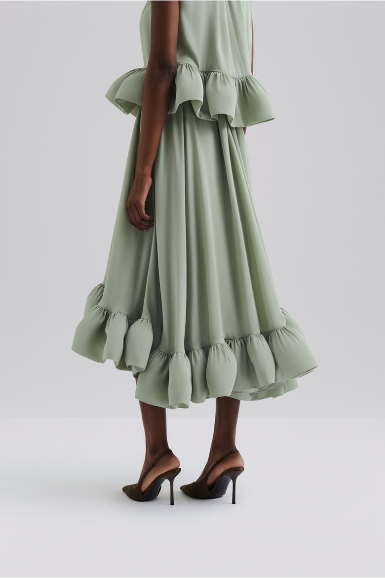 Adriana Frilled Hem Midi Skirt, Alternate, color, Sage
