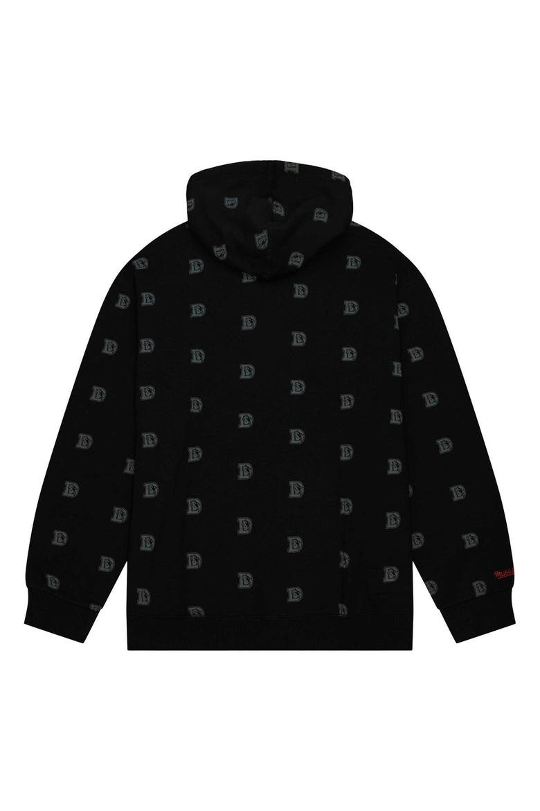 Men's Mitchell & Ness Black Denver Broncos Allover Print Fleece Pullover Hoodie, Alternate, color, Black