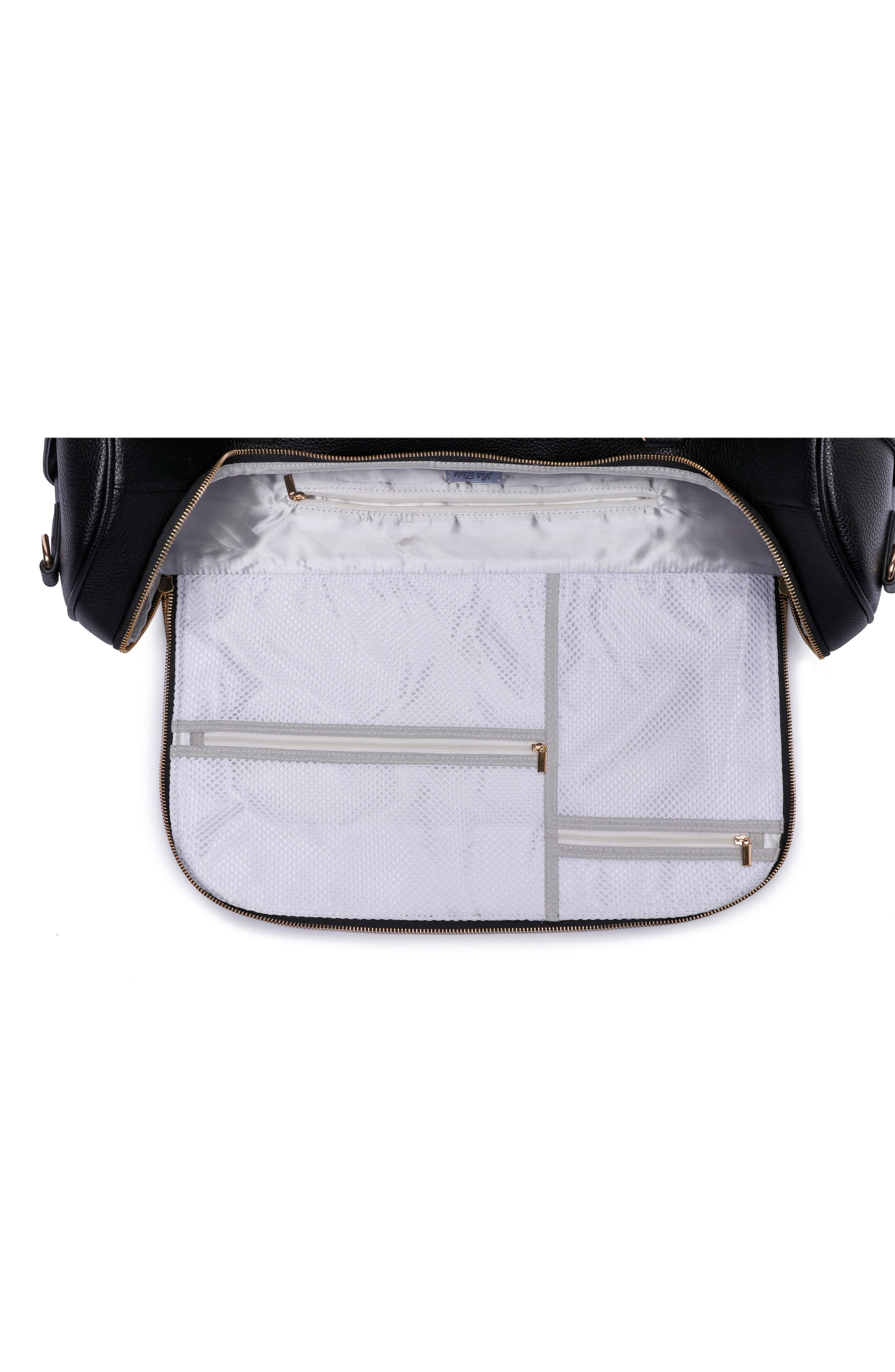 Luli Bebé Monaco Faux Leather Travel Bag, Alternate, color, Ebony Black