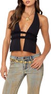 EDIKTED Luma Split Front Open Back Halter Top