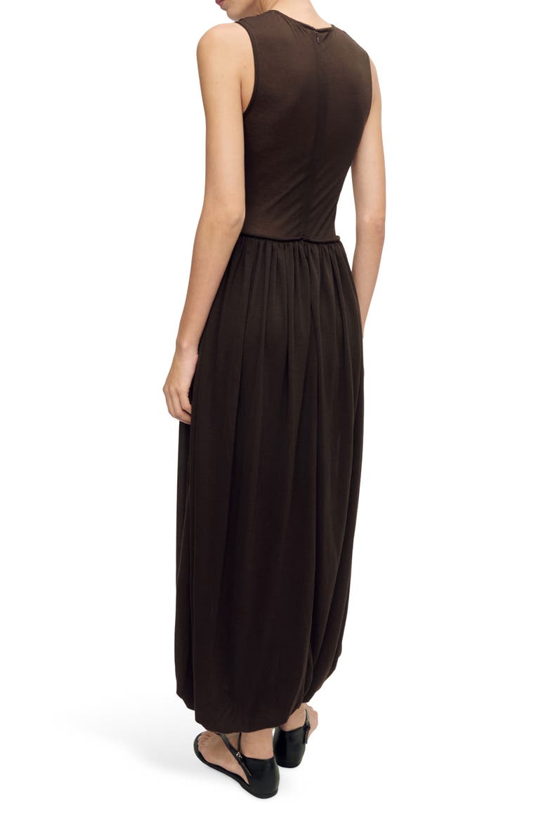 Semisheer Mixed Media Cotton Blend Maxi Dress, Alternate, color, CHOCOLATE