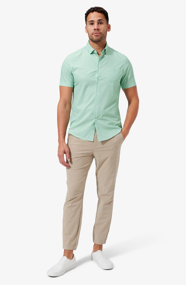 Mizzen+Main Leeward Regular Fit Geo Print Short Sleeve Button-Up Shirt, Alternate, color, Baltic Dot Print