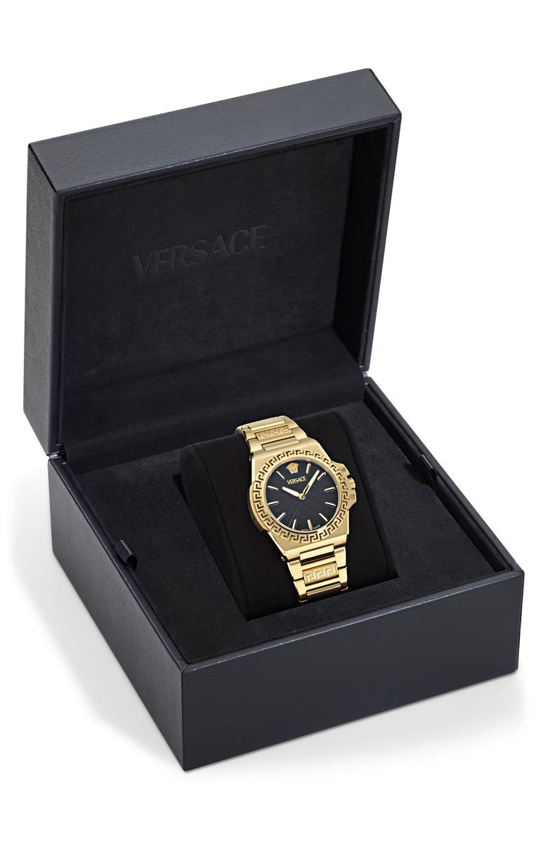 Versace Greca Reaction Bracelet Watch, 38mm, Alternate, color, Yellow Gold