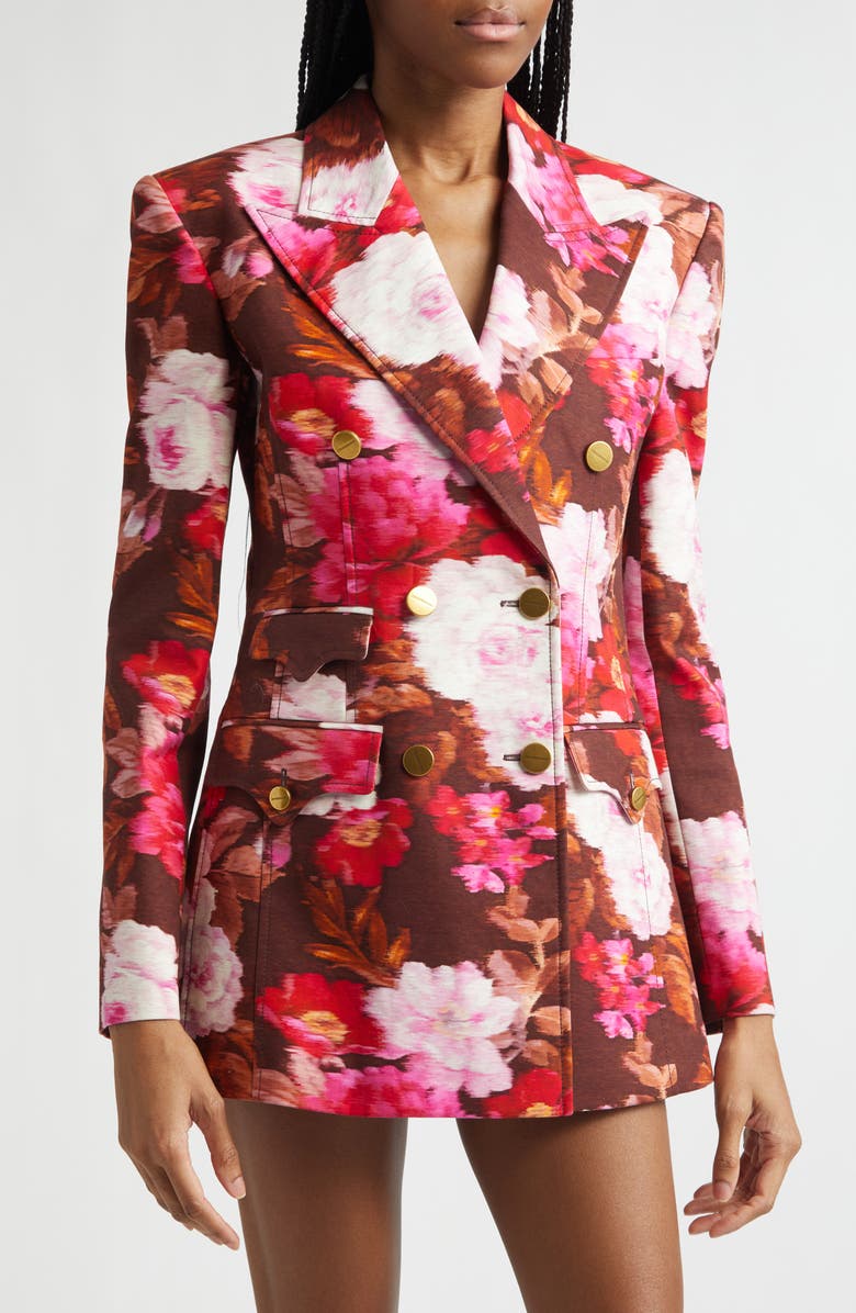 Zimmermann Luna Print Drill Jacket, Alternate, color, Chocolate Rose